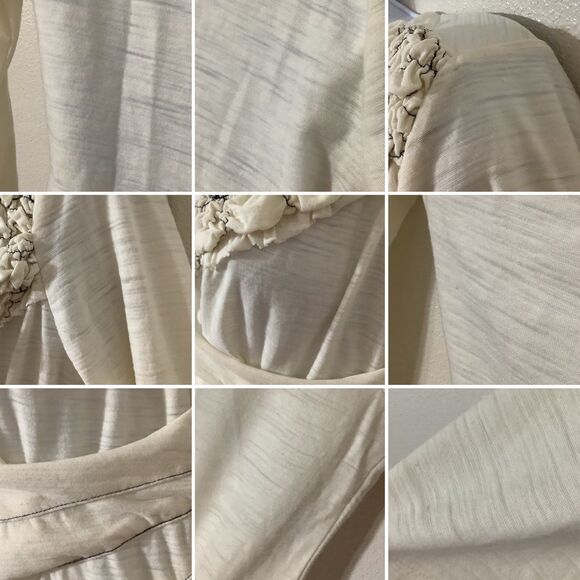 Anthropologie Cream Bohemian Hippie Boho Chic Minimalist Wrap Embroidery Top XS - Picture 10 of 10